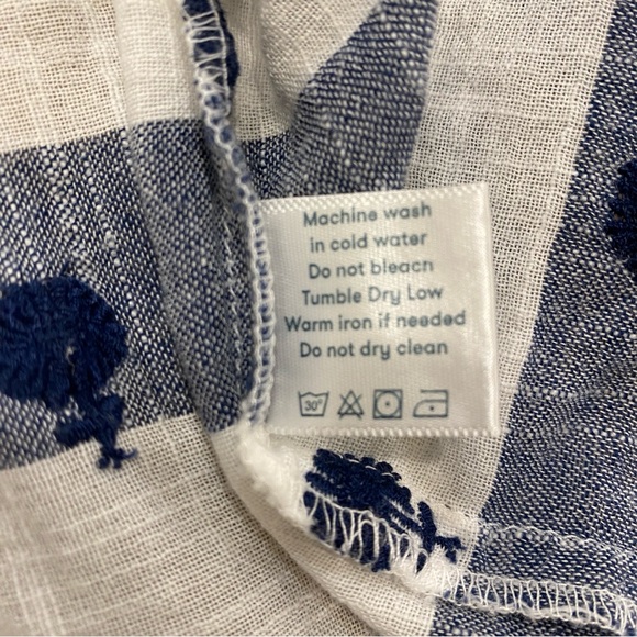 🌟ROLLER RABBIT🌟 MALM BLOUSE TOP BOLA STRIPE EMBROIDERED FLOWER BLUE WHITE - Picture 6 of 7